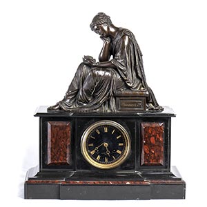 French gilt bronze and marble table clock  - ... 