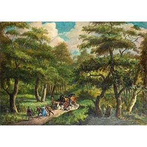 Dipinto inglese raffigurante paesaggio - XIX ... 
