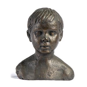 Italian bronze bust depicting the face of a ... 