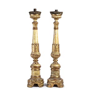 Pair of Italian lacquered wood torch holders ... 