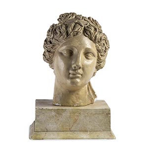 Italian faux marble bust depicting the face ... 