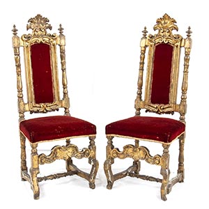 Pair of Italian gilt armchairs - Venetian, ... 