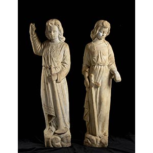 Pair of Italian marble sculptures depicting ... 