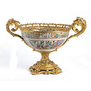 French bronze and porcelain centrepiece - ... 
