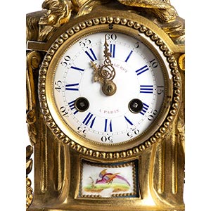 French gilt bronze table clock  - ... 