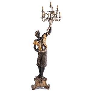 Italian carved and lacquered Moro lamp - ... 