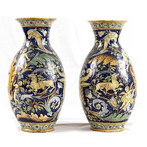 Pair of Italian majolica vases - ... 