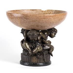 French bronze and marble fruit bowl - late ... 