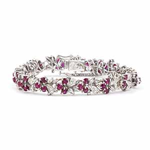 Gold ruby diamond bracelet 18k white gold, ... 