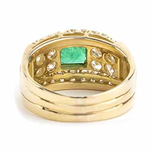 Emerald diamond band ring 18k ... 