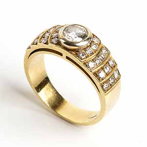Diamonds gold band ring 18k yellow gold, ... 