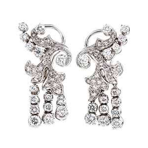Dangling diamond gold earrings   18k white ... 