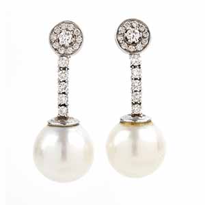 Australian pearl diamond drop earrings 18k ... 