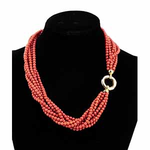 7 Mediterranean coral strands necklace, ... 