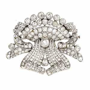 Deco platinum diamond brooch  - Signed S. ... 