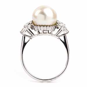 Pearl diamond gold ring  18k white ... 