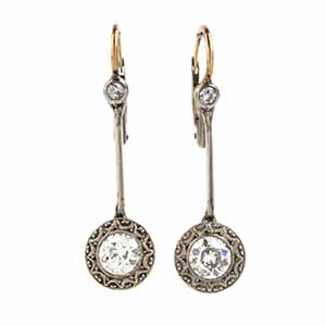 Diamond gold drop earrings 18k white and ... 