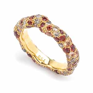 Gold diamond tourmaline garnet ring 18k ... 