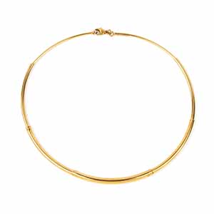 Gold semirigid tube necklace thin ... 