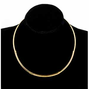 Gold semirigid tube necklace thin curved ... 