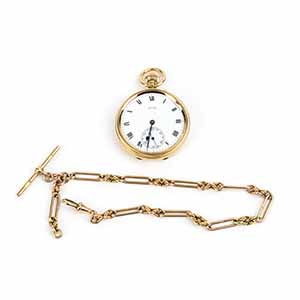 PAYNE: 18k gold pocket watch and chain, anno ... 