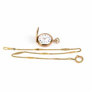 ZENITH: gold pocket watch and chain 14k gold ... 