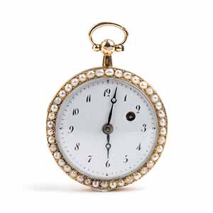 French gold and pearl pocket watch, early ... 