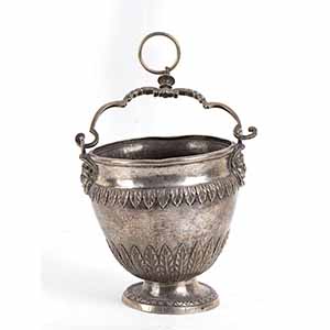 Italian silver holy water bucket - Naples, ... 
