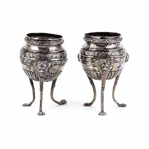 Pair of Italian silver vases - Naples, early ... 