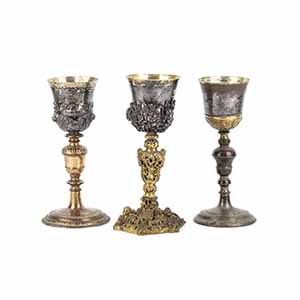 Three Italian silver calix - XIX century ... 