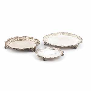 Three English sterling silver salver - early ... 