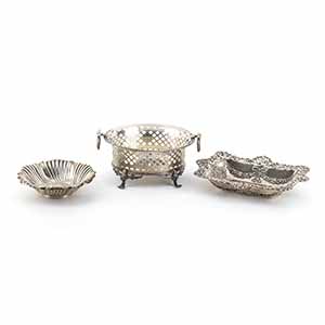 Three English sterling silver basket - early ... 