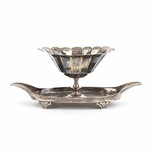 German silver saucer - 19th century boat ... 