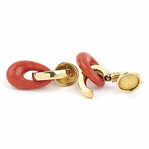 Coral gold drop earrings - mark of ... 