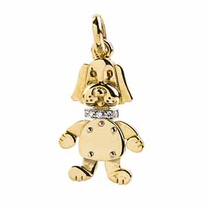Gold diamond collar dog pendant - ... 