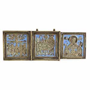 Russian enamelled bronze icon - late 19th, ... 