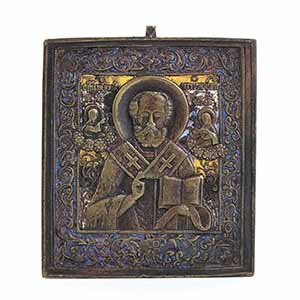 Russian enamelled bronze icon - late 19th, ... 