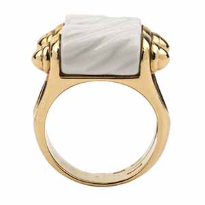 Gold ring with white ceramic - ... 