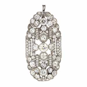 Gold diamond pendant-brooch - 1930s  18k ... 