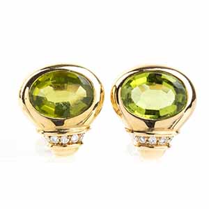 Peridot diamond gold earrings - mark of ... 