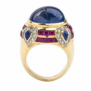 Gold sapphire ruby diamond ring  ... 