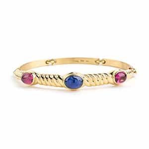 Gold bracelet with cabochon sapphire and ... 