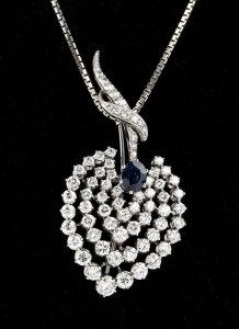 Gold sapphire diamond pendant ... 