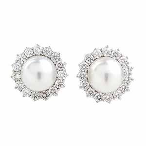 Gold Australian pearl diamond earrings 18k ... 