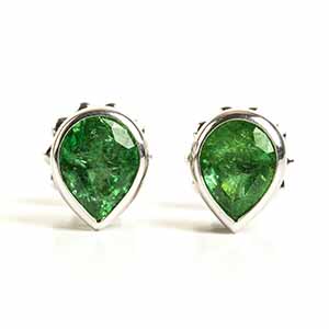 Gold emeralds earrings  18k white gold, set ... 