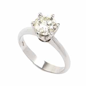 Diamond solitaire ring 18k white gold, set ... 