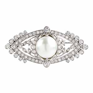 Australian pearl diamond gold brooch ... 