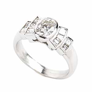 Bow motif diamond gold ring 18k white gold, ... 