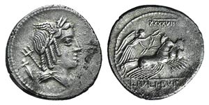 L. Julius Bursio, Rome, 85 BC. AR Denarius ... 