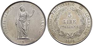 MILANO - Governo Provvisorio (1848) - 5 Lire ... 